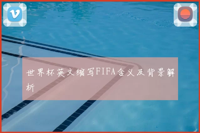 世界杯英文缩写FIFA含义及背景解析